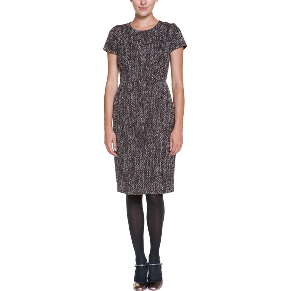 Boden Chic Brown Tweed Shift Dress Size US 12R